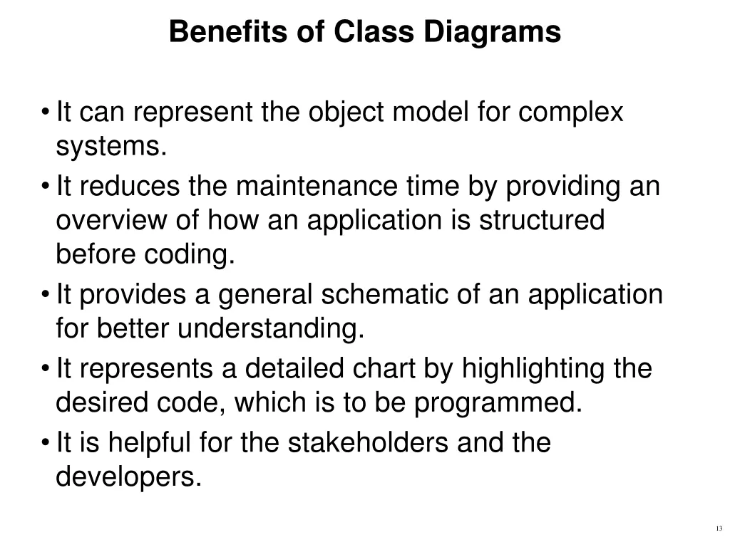 benefits of class diagrams