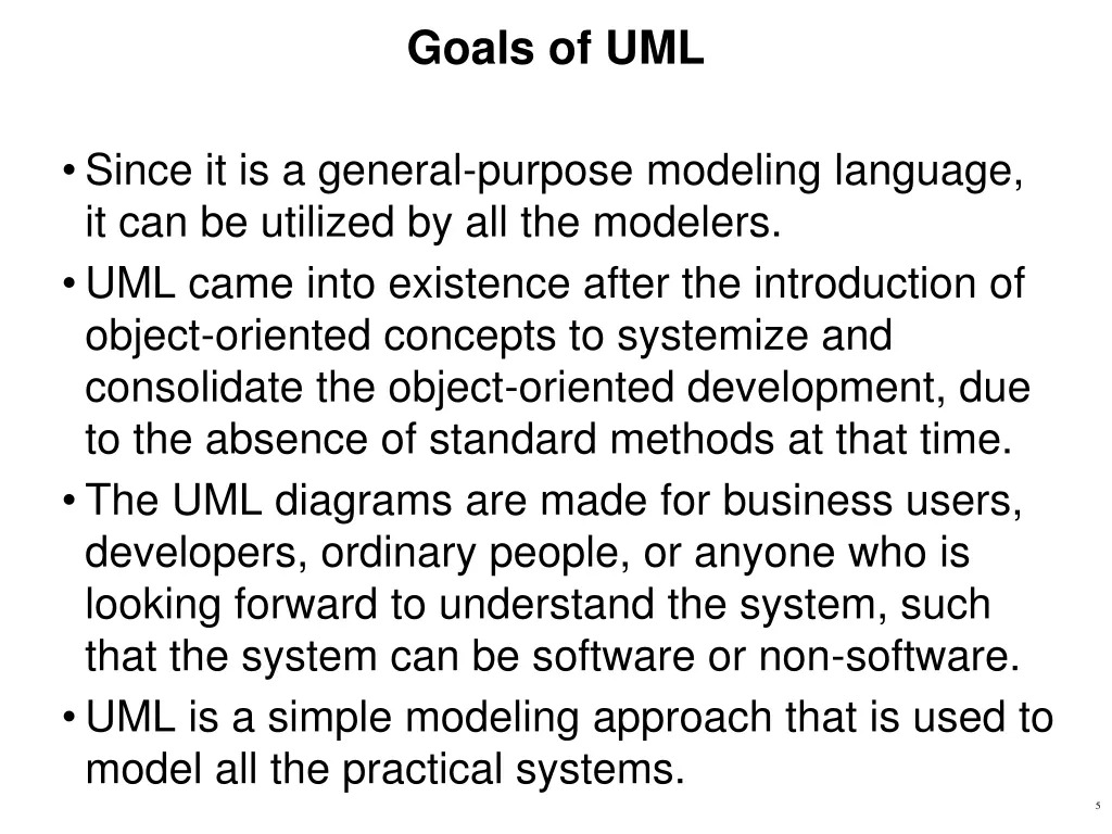 goals of uml