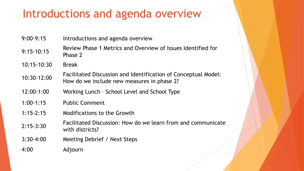 introductions and agenda overview