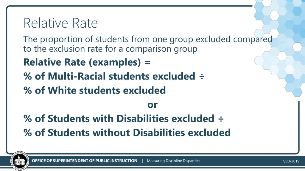 relative rate the proportion of students from
