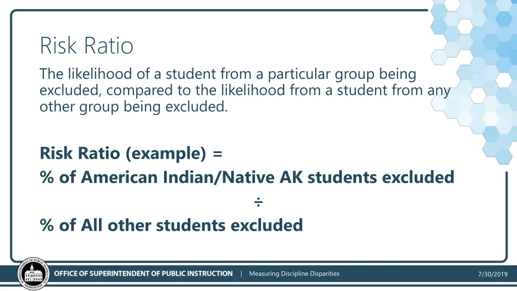 risk ratio the likelihood of a student from