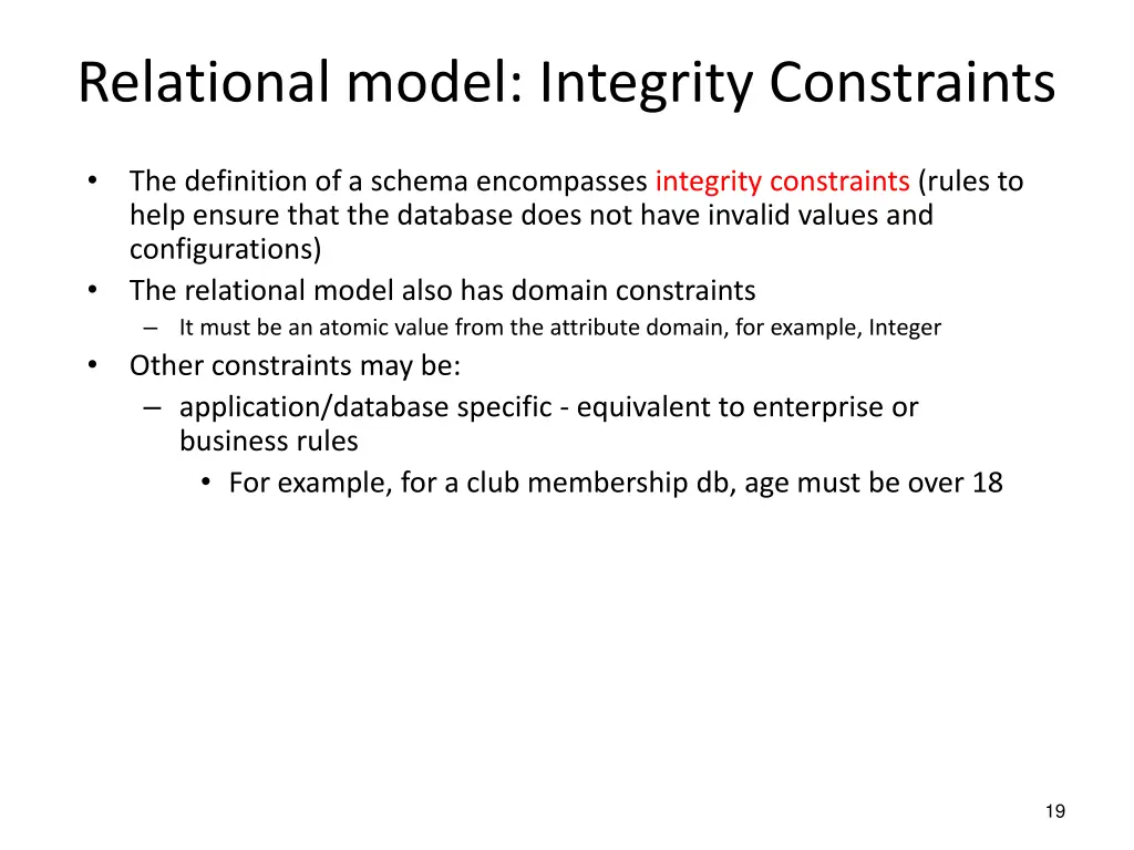 relational model integrity constraints