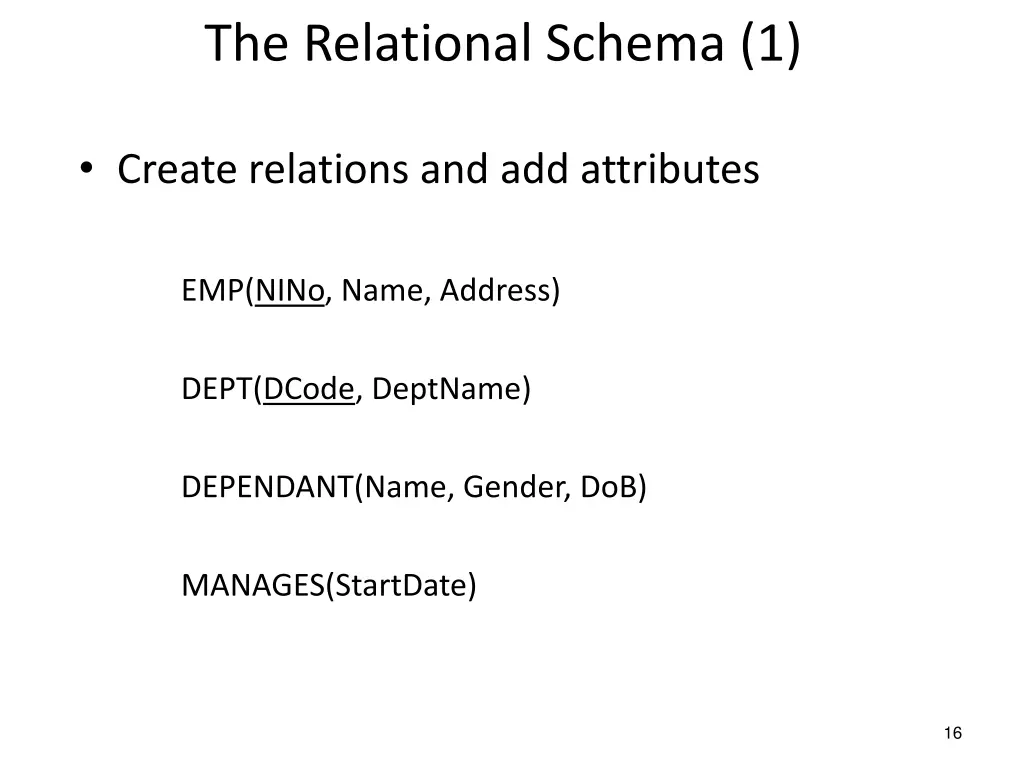 the relational schema 1