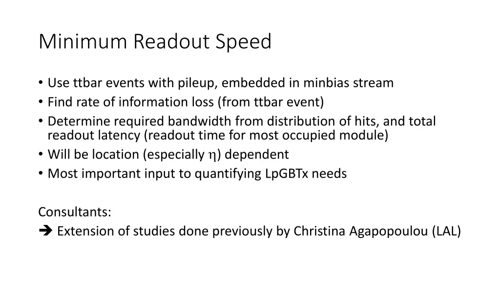 minimum readout speed