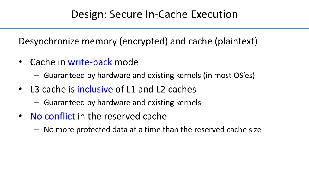 design secure in cache execution
