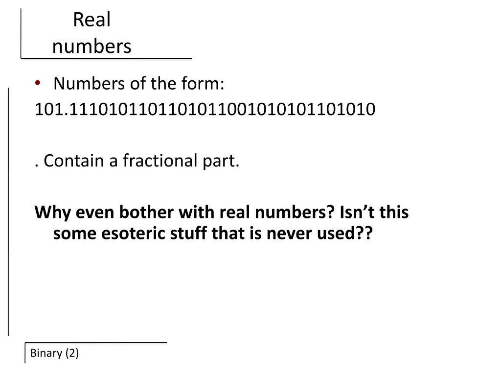 real numbers