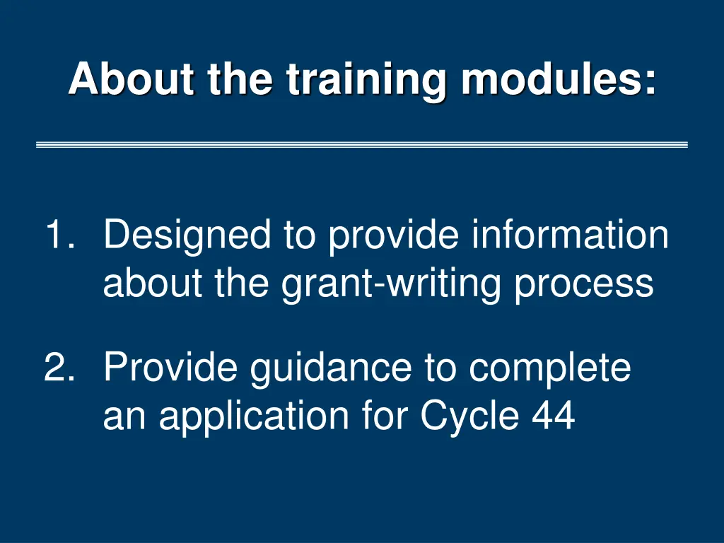 about the training modules