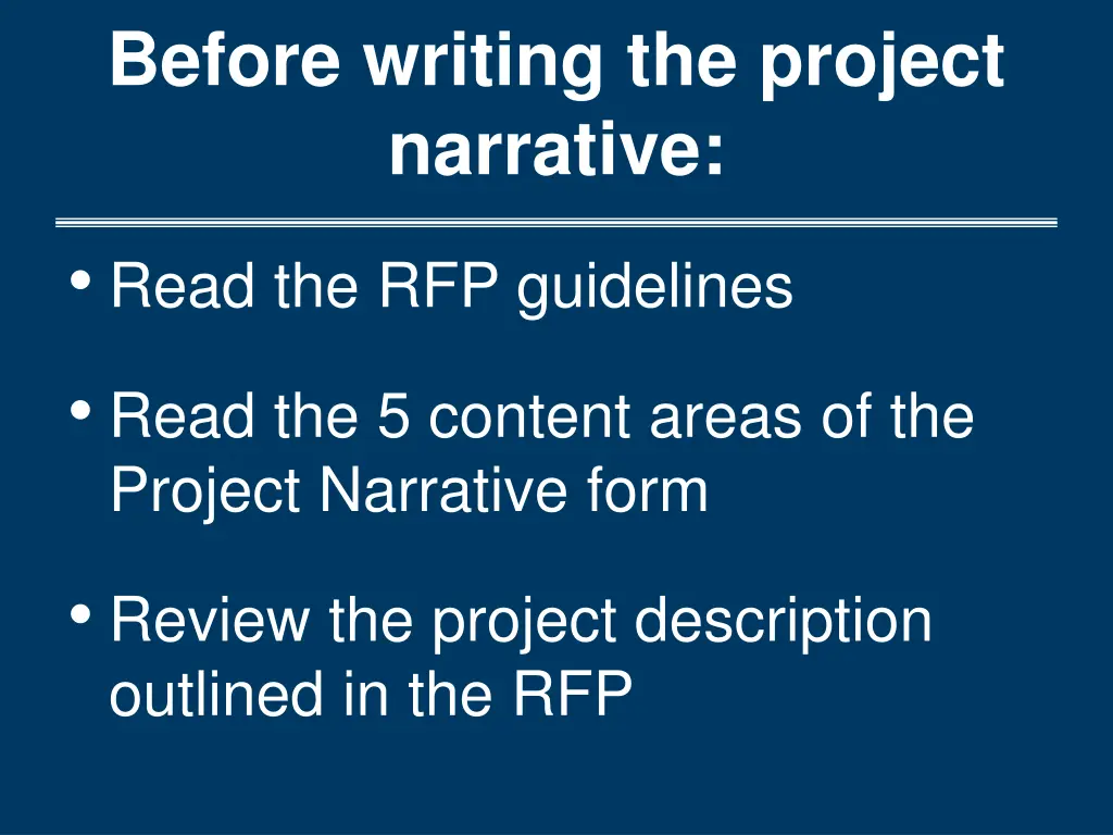 before writing the project narrative
