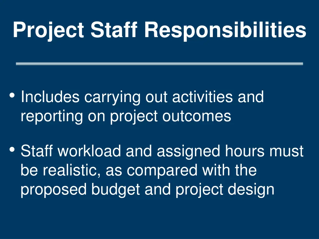 project staff responsibilities