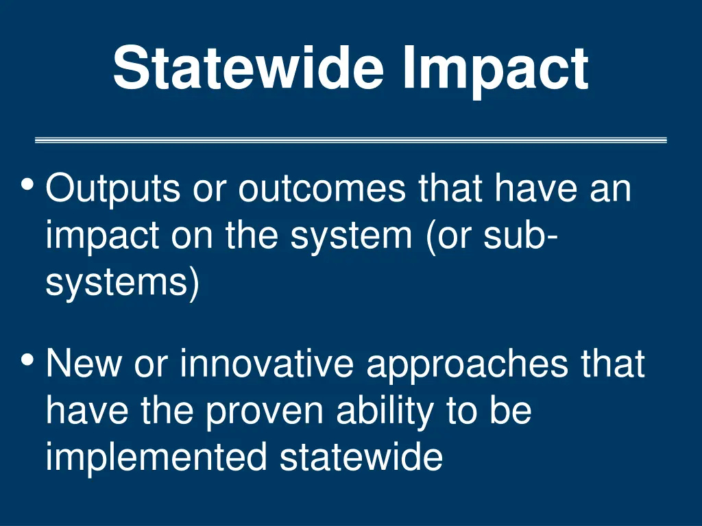 statewide impact