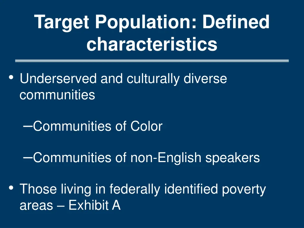 target population defined characteristics