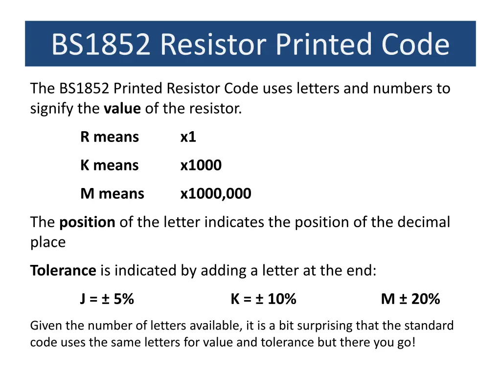 bs1852 resistor printed code