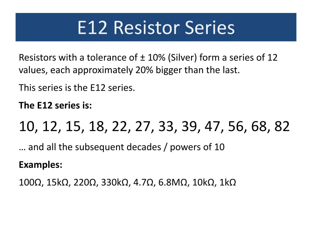 e12 resistor series