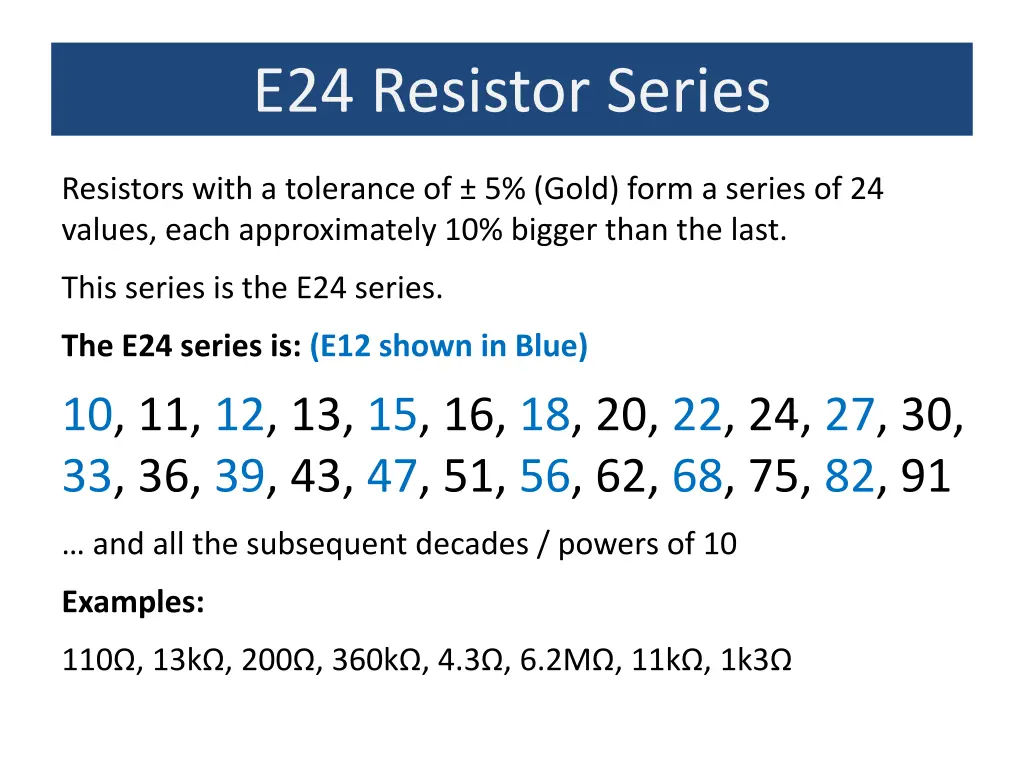 e24 resistor series