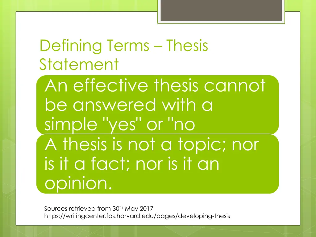 defining terms thesis statement an effective