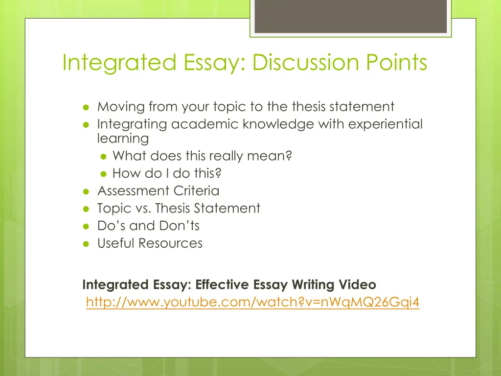integrated essay discussion points