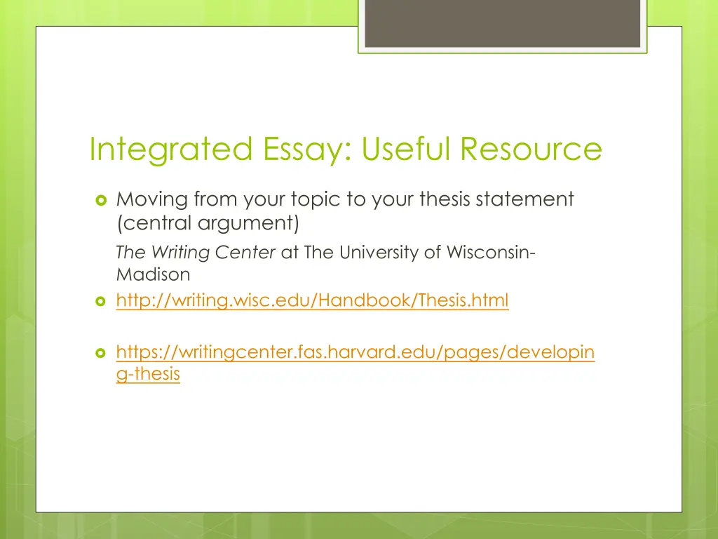 integrated essay useful resource