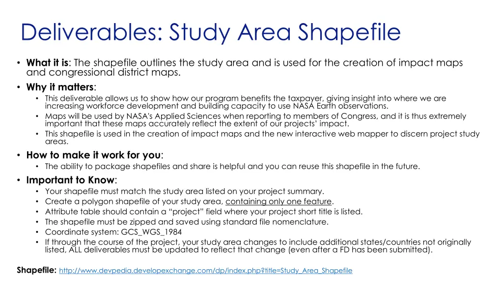 deliverables study area shapefile