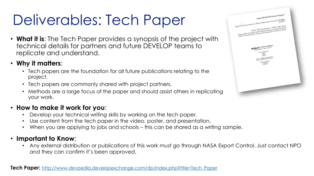 deliverables tech paper