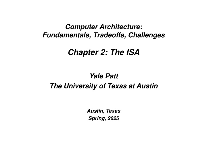 computer architecture fundamentals tradeoffs