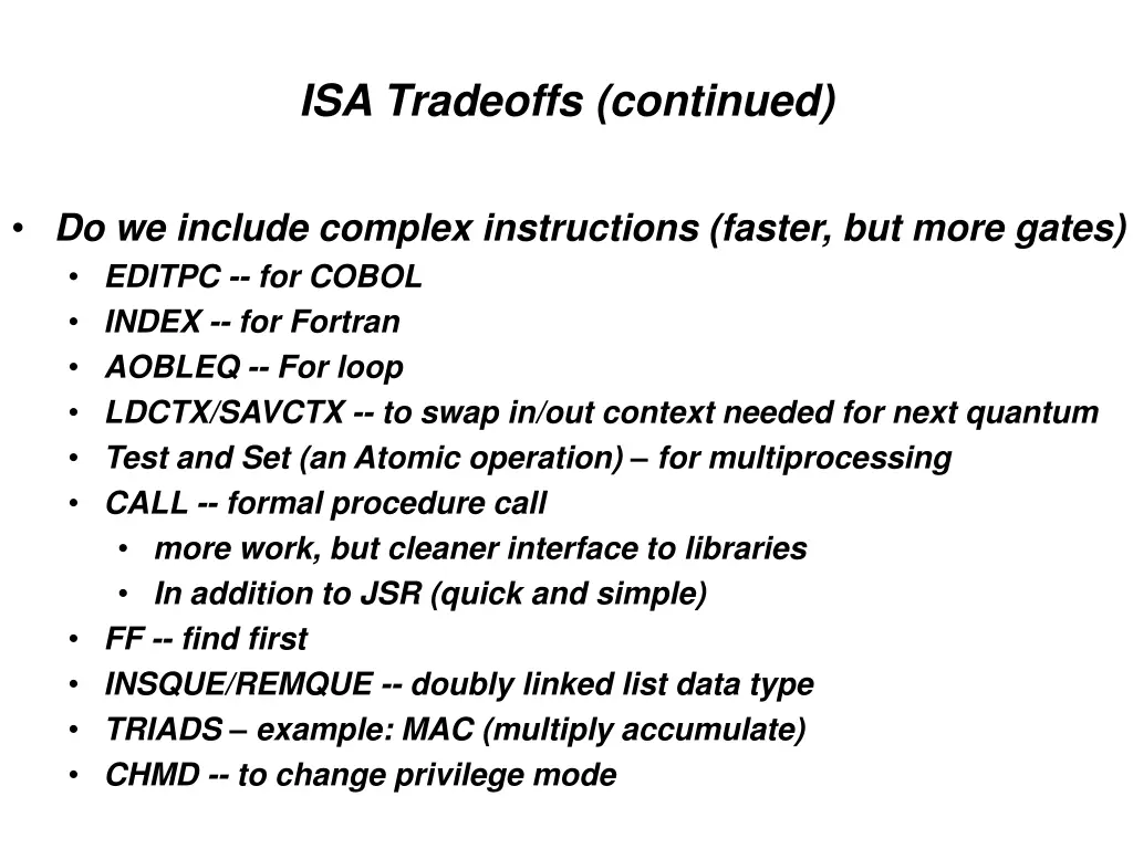 isa tradeoffs continued 1