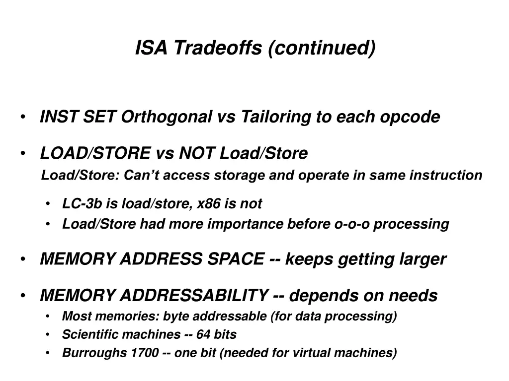 isa tradeoffs continued 2