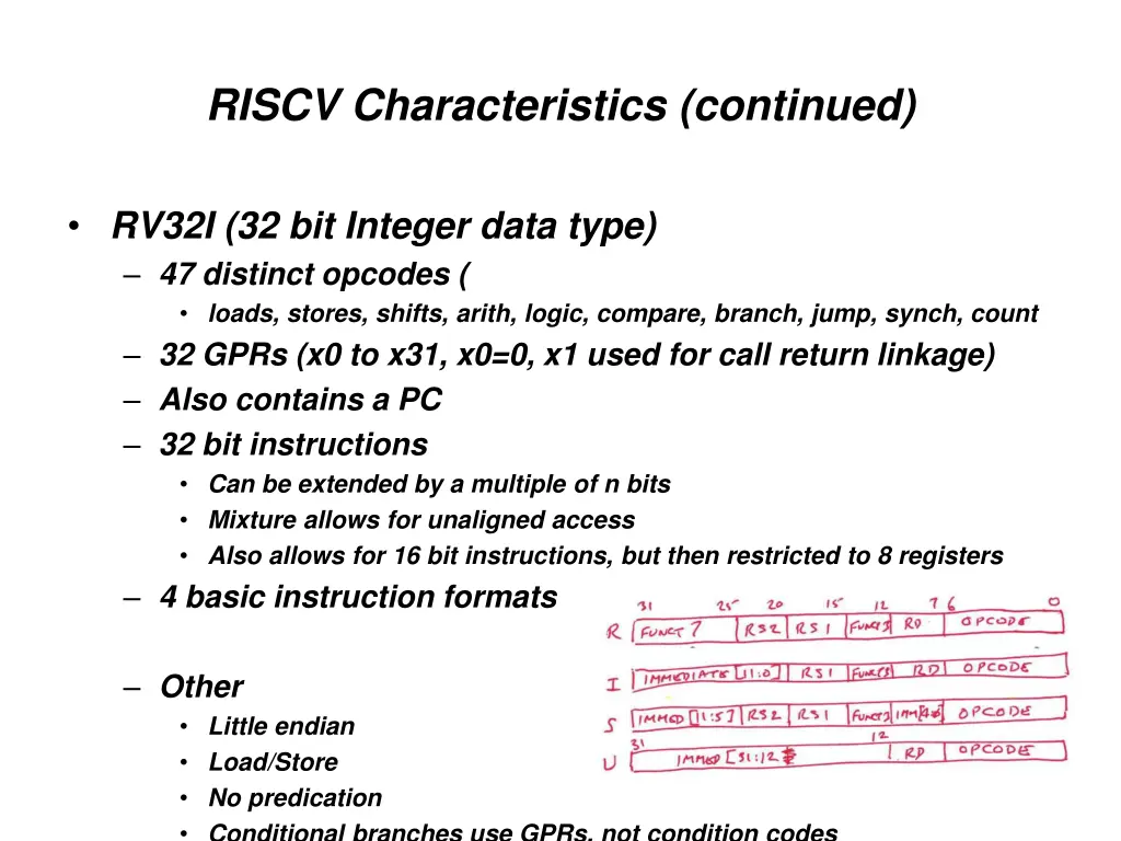 riscv characteristics continued