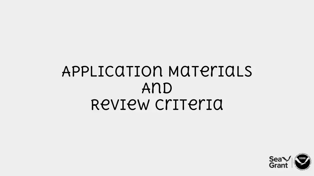 application materials and review criteria