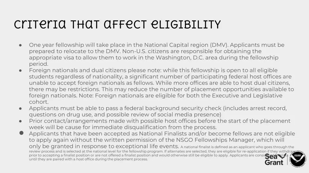 criteria that affect eligibility