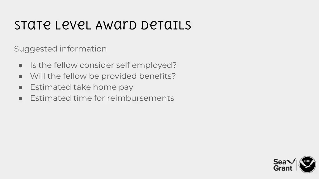 state level award details