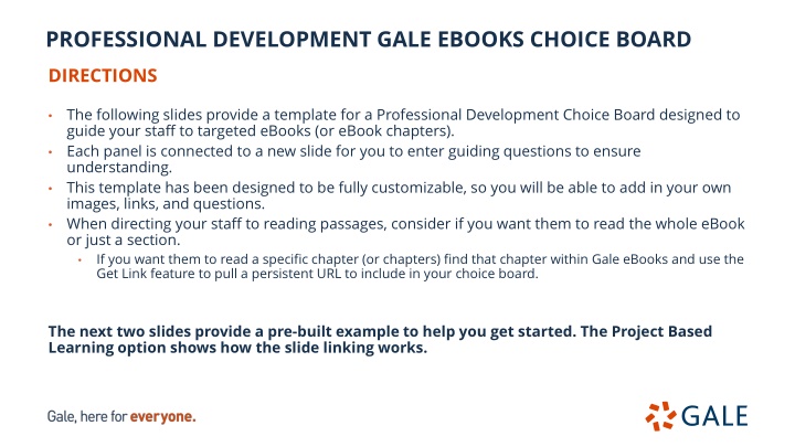 professional development gale ebooks choice board