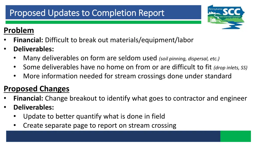 proposed updates to completion report proposed 1