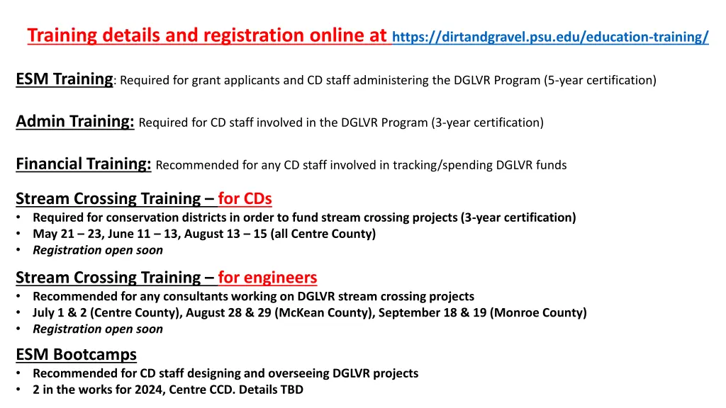 training details and registration online at https