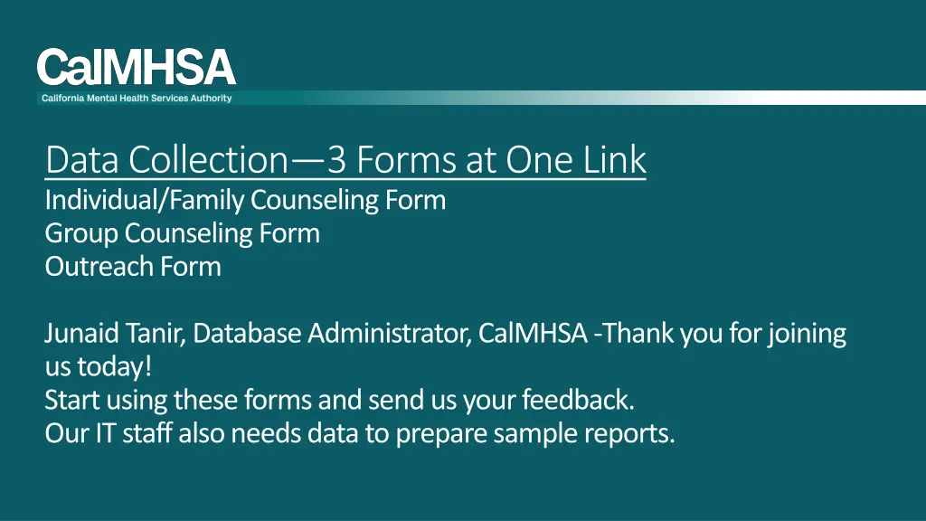 data collection 3 forms at one link individual