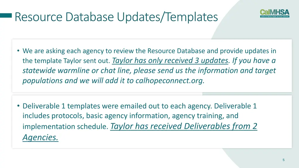 resource database updates templates