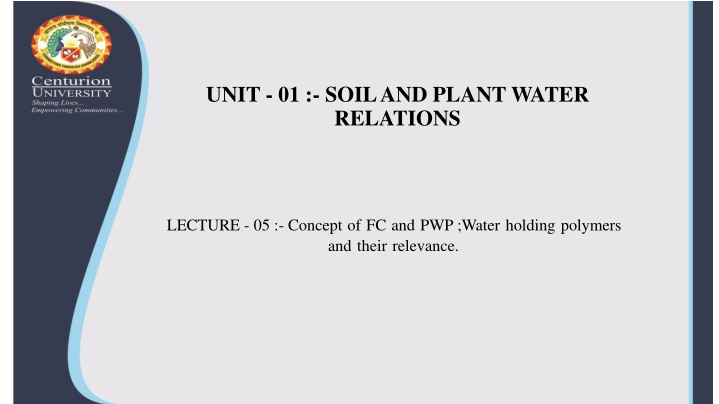 unit 01 soil and plant water relations