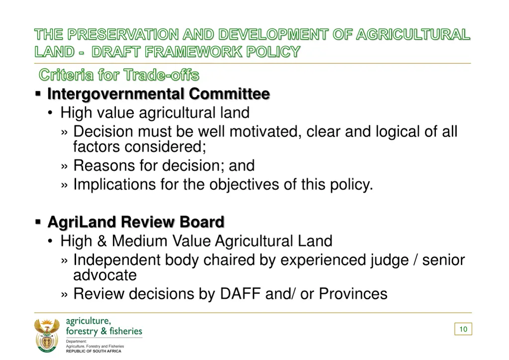 the preservation and development of agricultural 4