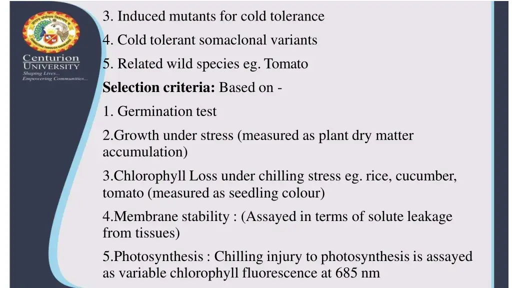 3 induced mutants for cold tolerance 4 cold