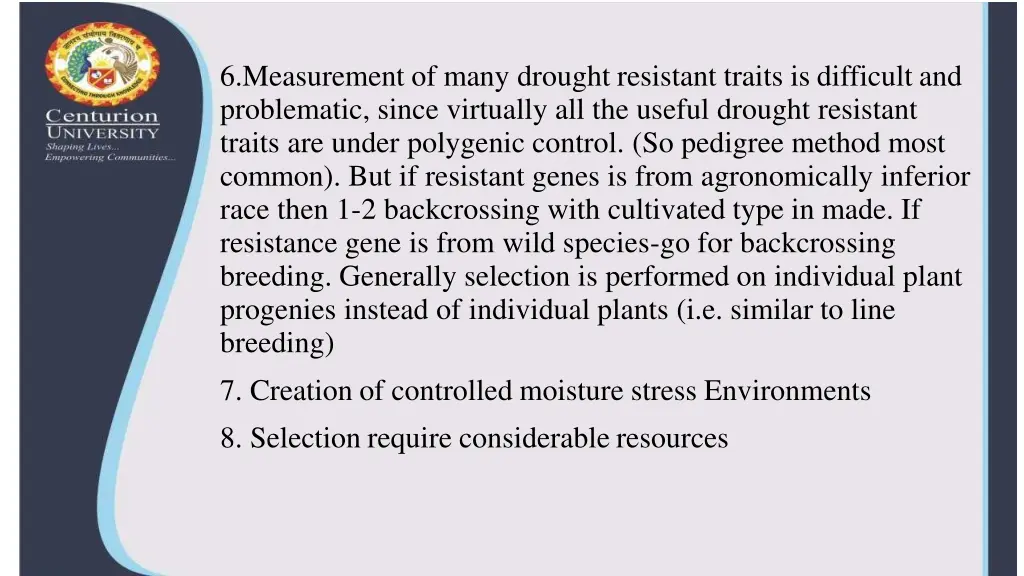 6 measurement of many drought resistant traits