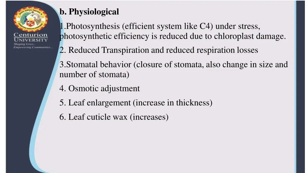b physiological 1 photosynthesis efficient system