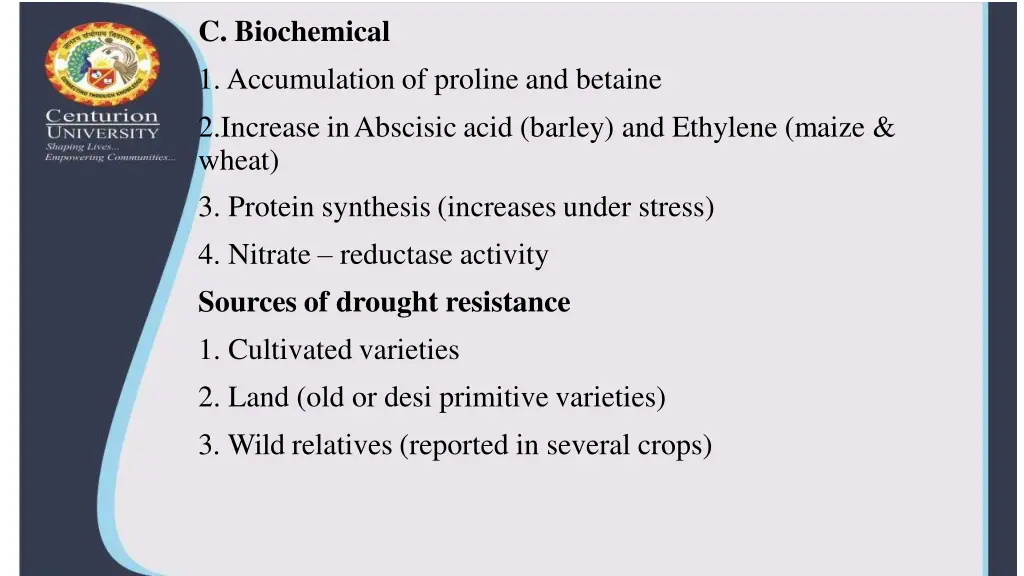 c biochemical 1 accumulation of proline