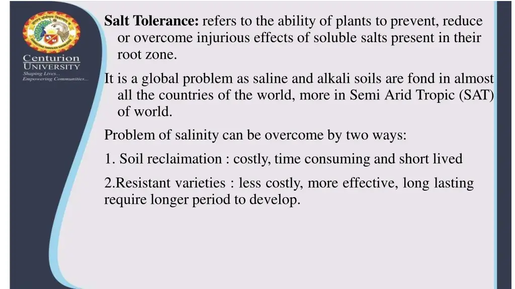 salt tolerance refers to the ability of plants