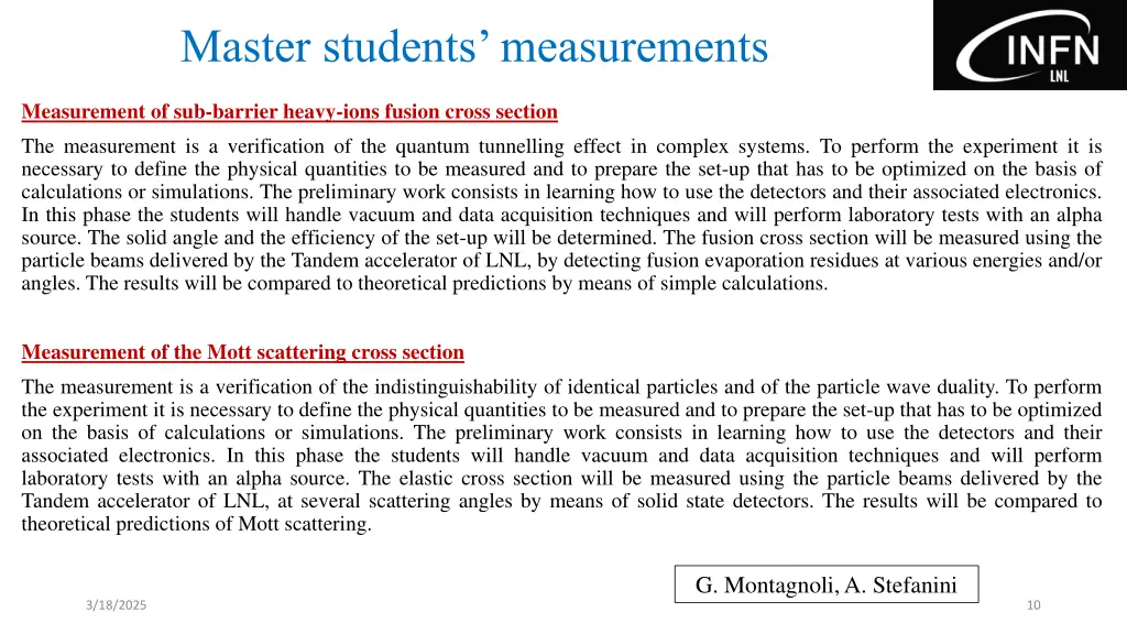 master students measurements