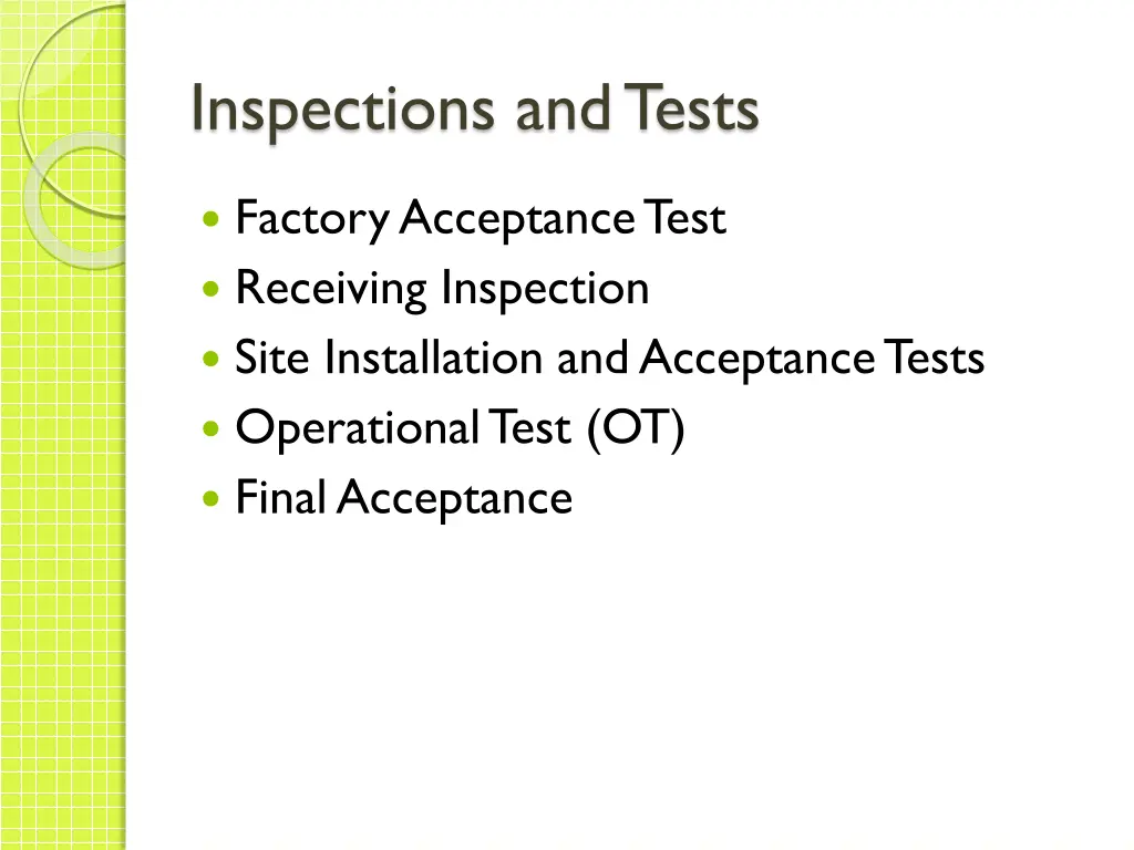 inspections and tests