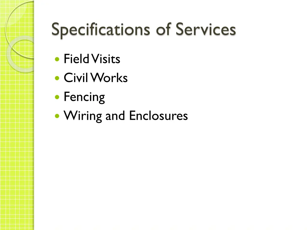 specifications of services
