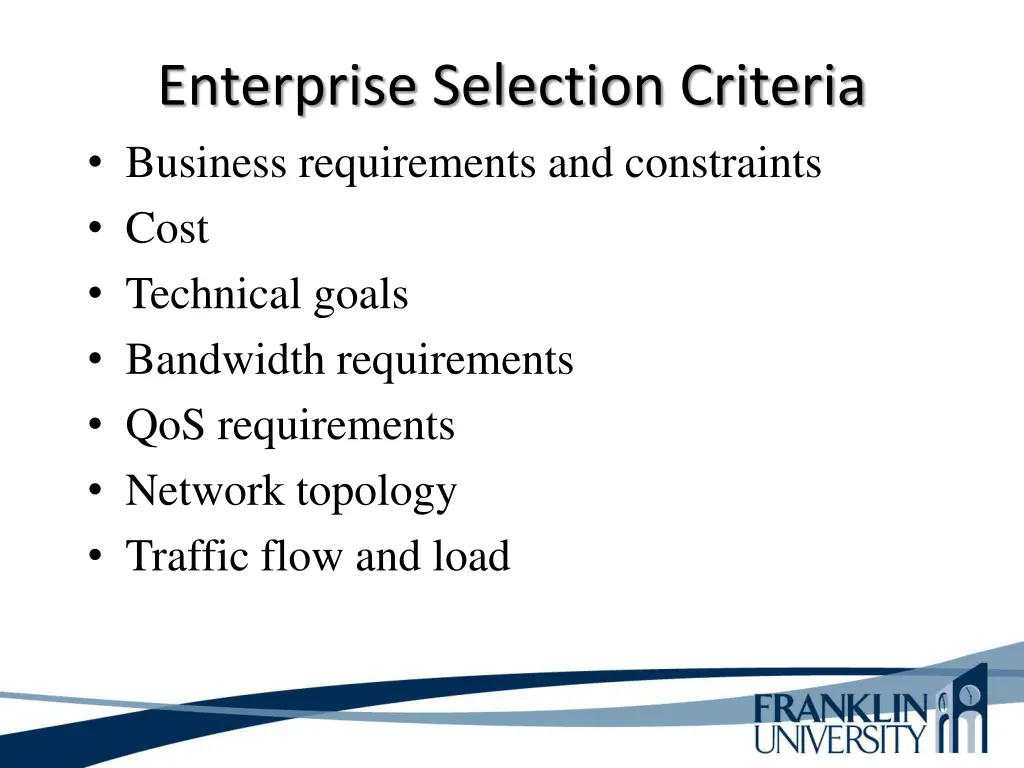 enterprise selection criteria business