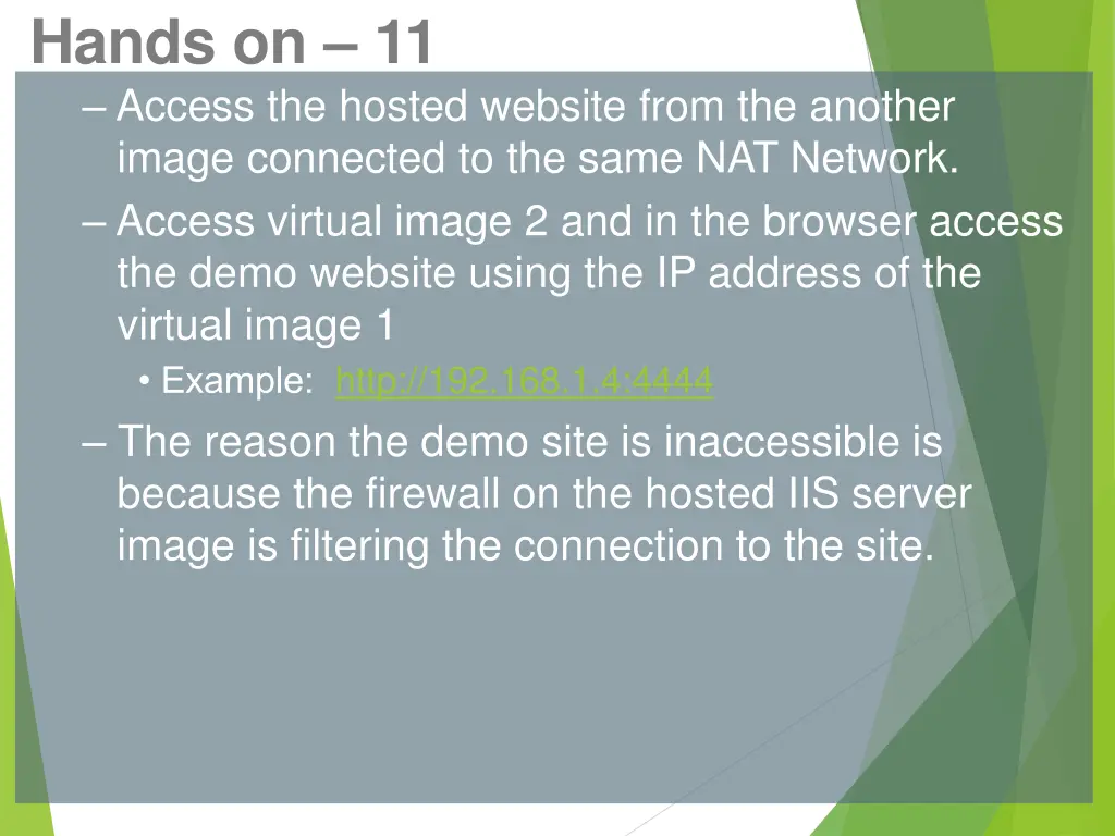 hands on 11 access the hosted website from