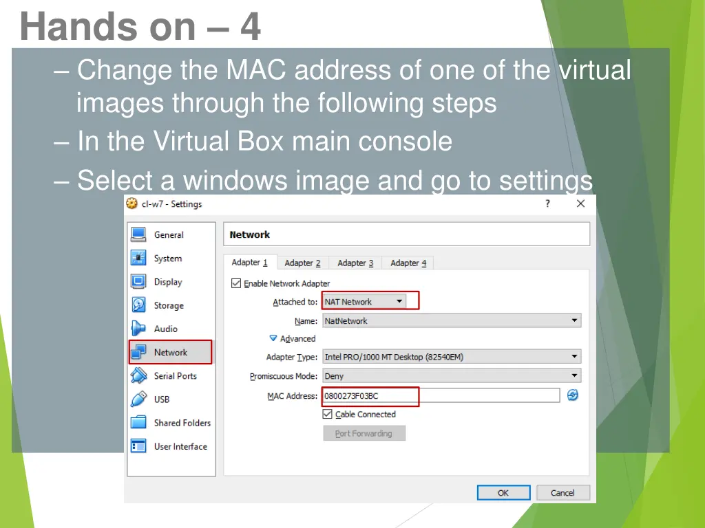 hands on 4 change the mac address