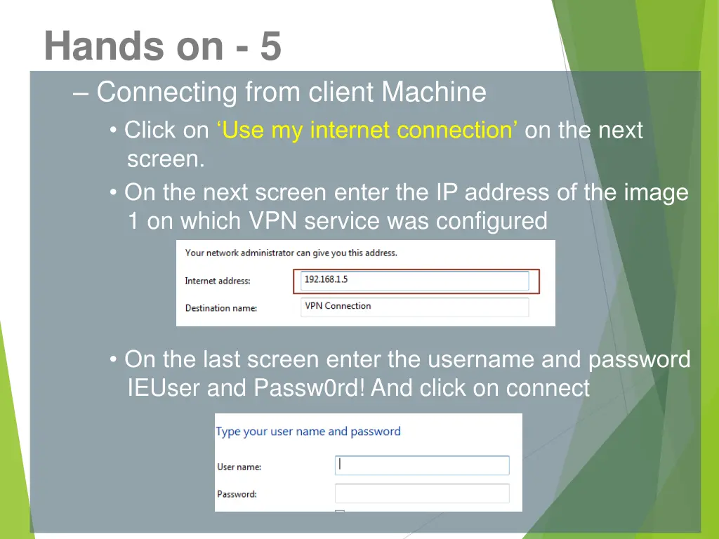 hands on 5 connecting from client machine click