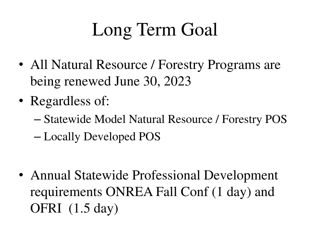 long term goal
